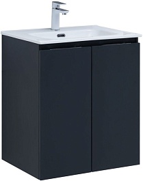 Aquanet Тумба под раковину Алвита New 60 2 дверцы подвесная антрацит матовая – фотография-1